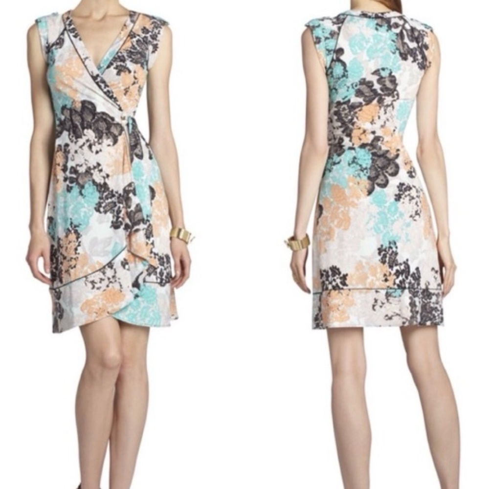 BCBGMaxAzria Lylee Floral Wrap Dress Size: L